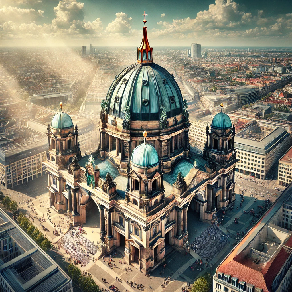 DALL·E 2024-11-11 23.16.31 - An impressive image of the Berlin Cathedral (Berliner Dom) with its grand dome and intricate architecture. The scene is set in bright daylight, with p.webp